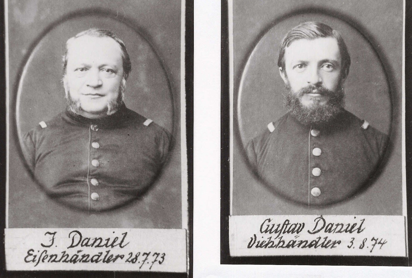 Joseph und Gustav Daniel als Mitglieder der Schleusinger Schützengilde (Sammlung: Schützengilde Schleusingen)