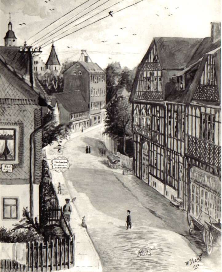 Blick in die Bahnhofstraße (im NS Adolf-Hitler-Straße) (Sammlung: Hans Schulz)