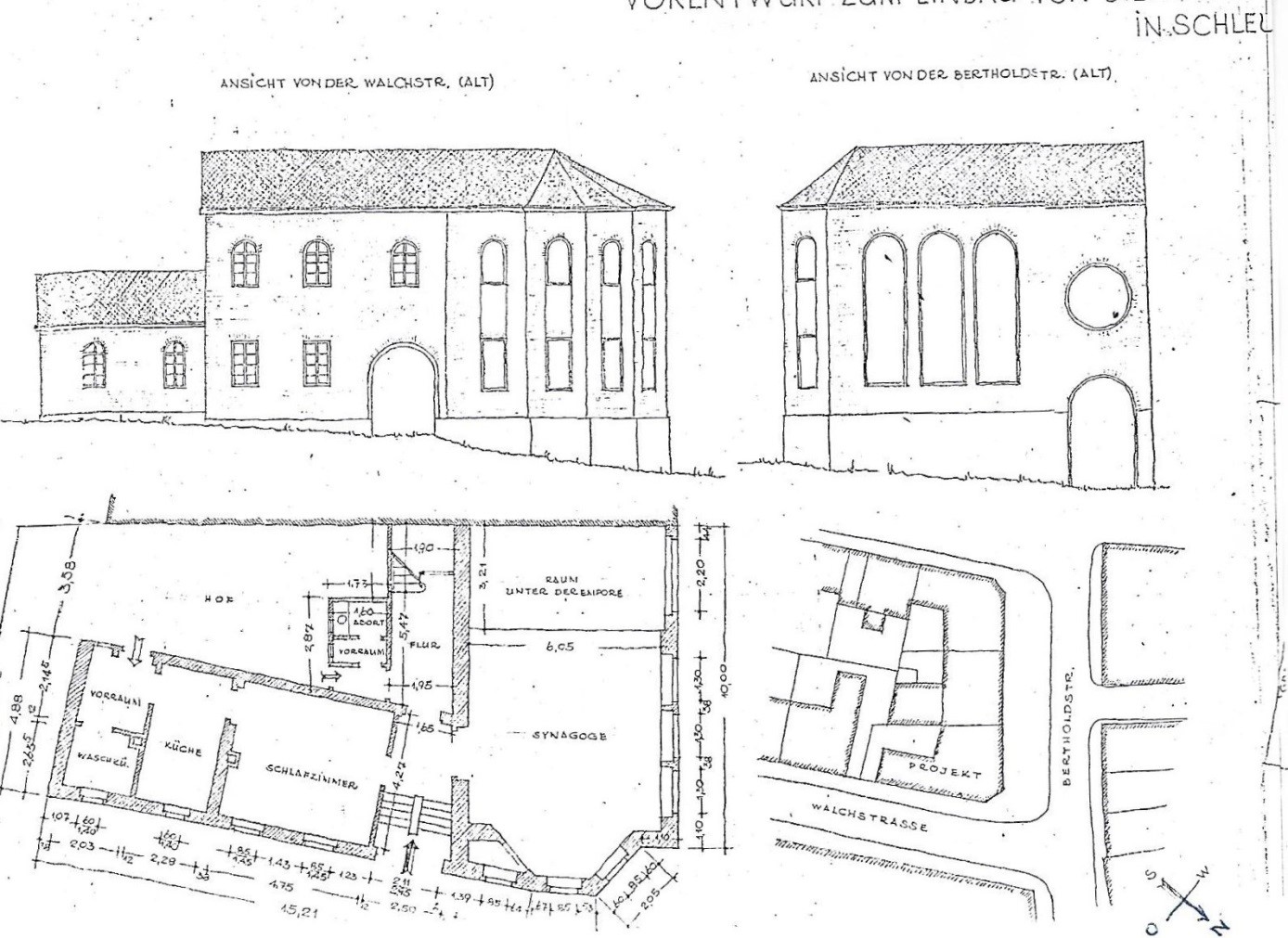 Teil des Bauplans zur Neunutzung der ehemaligen Synagoge