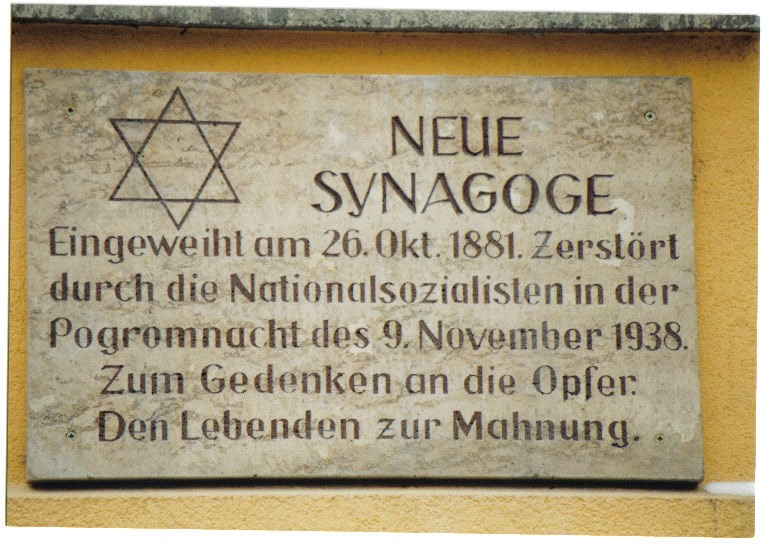Gedenktafel an der ehemaligen Synagoge